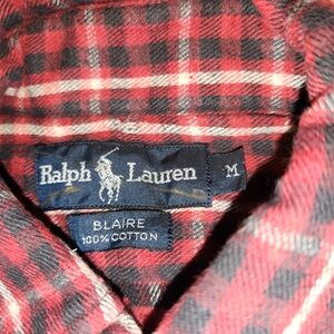 Ralph Lauren Flannel Classic Red and Black Plaid Shirt